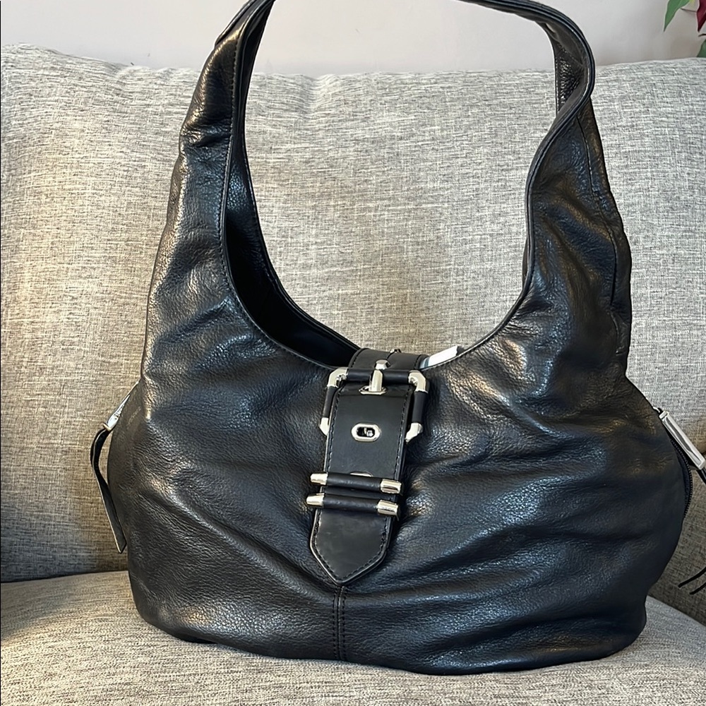 Elegant Black Leather Hobo Bag